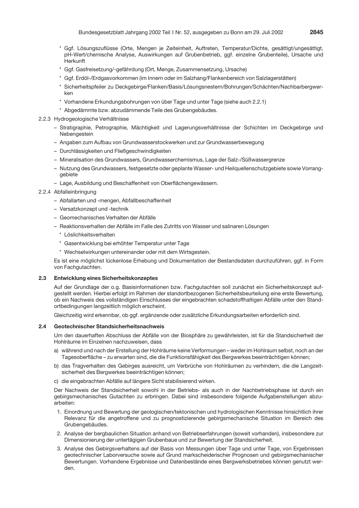 BGBl. 2002, Seite 2845 — Originalseite als Abbildung