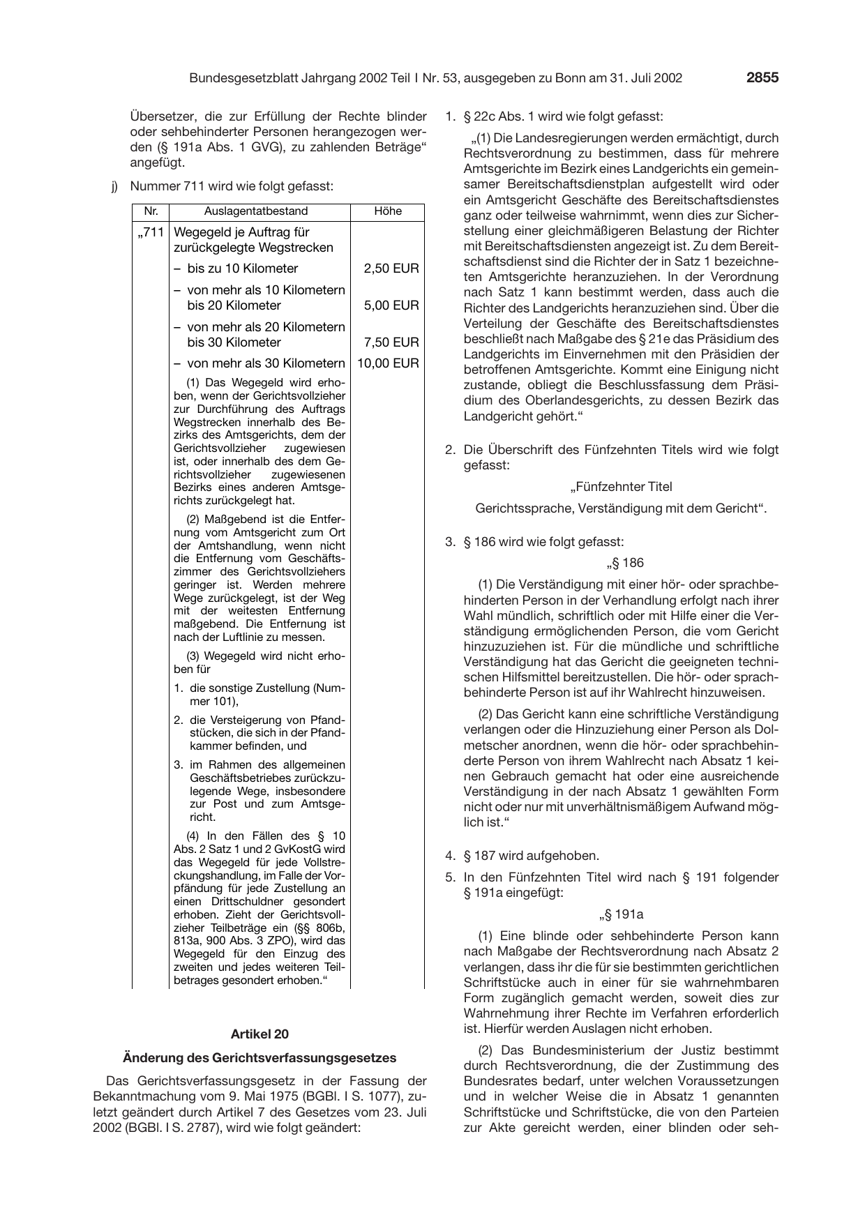 BGBl. 2002, Seite 2855 — Originalseite als Abbildung