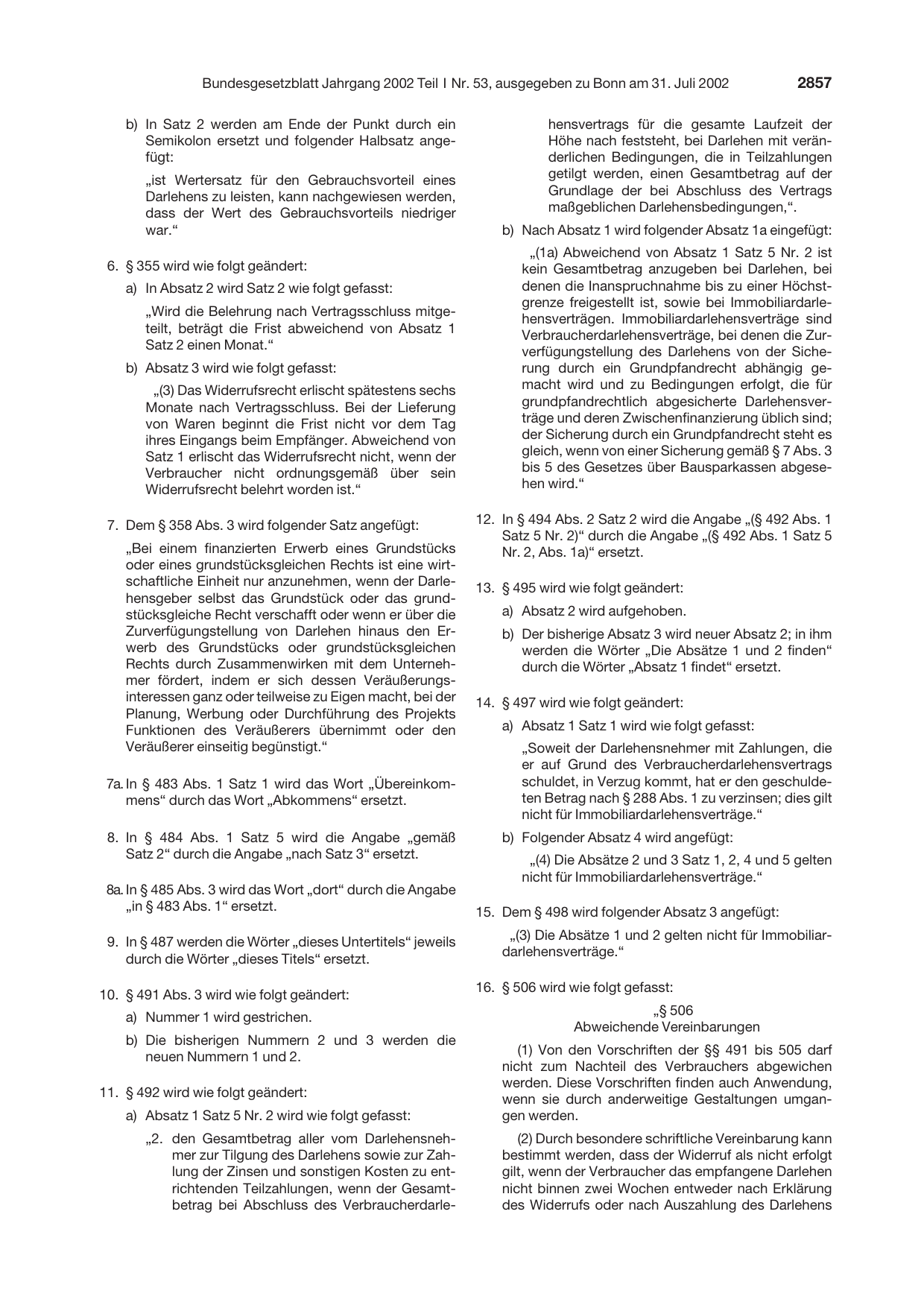 BGBl. 2002, Seite 2857 — Originalseite als Abbildung