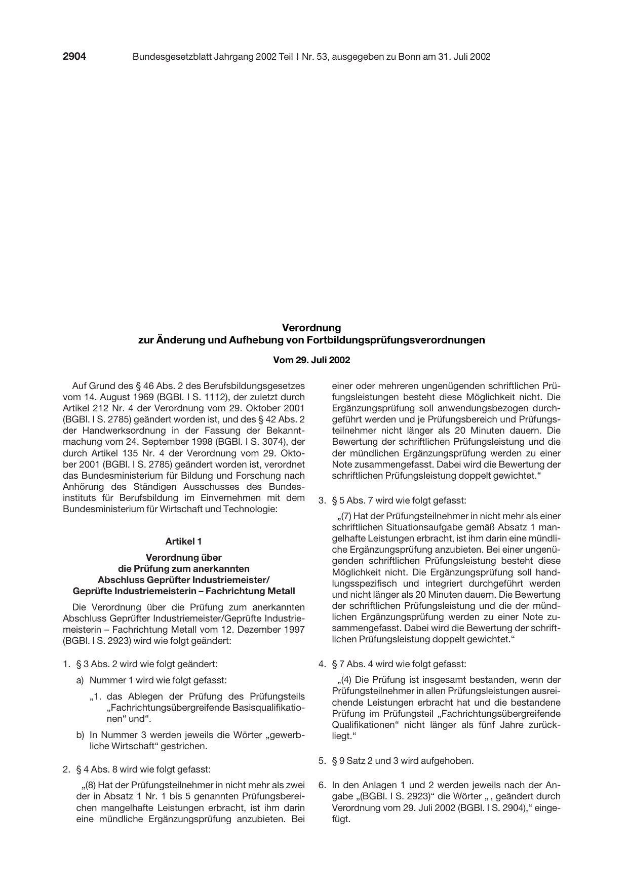 BGBl. 2002, Seite 2904 — Originalseite als Abbildung