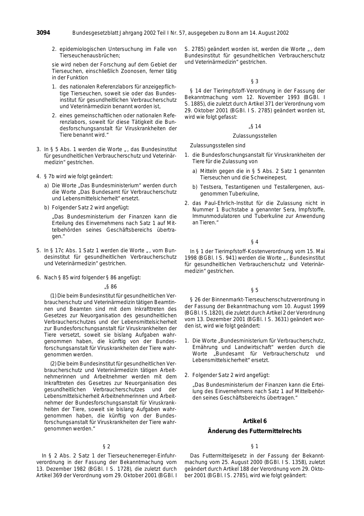 BGBl. 2002, Seite 3094 — Originalseite als Abbildung