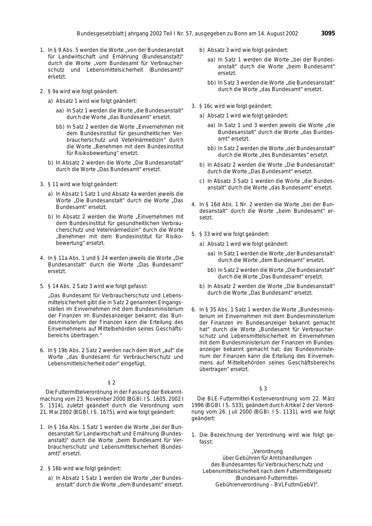 BGBl. 2002, Seite 3095 — Originalseite als Abbildung