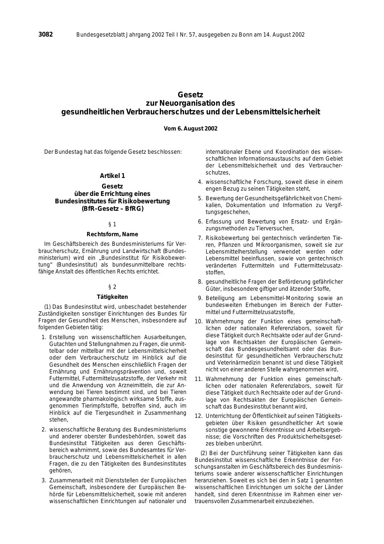 BGBl. 2002, Seite 3082 — Originalseite als Abbildung