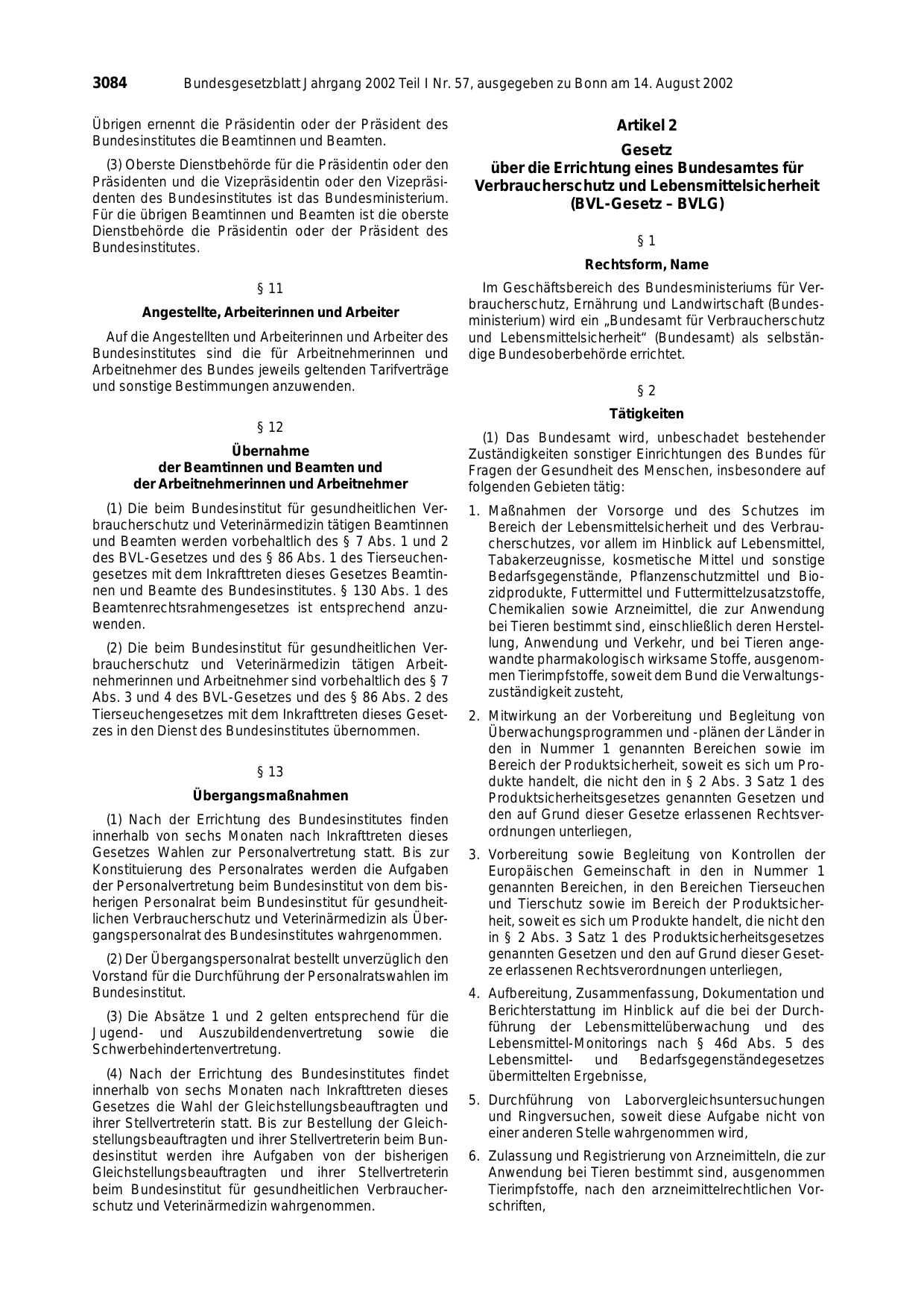 BGBl. 2002, Seite 3084 — Originalseite als Abbildung