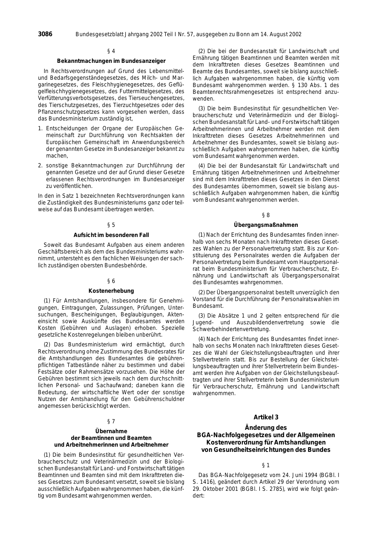 BGBl. 2002, Seite 3086 — Originalseite als Abbildung