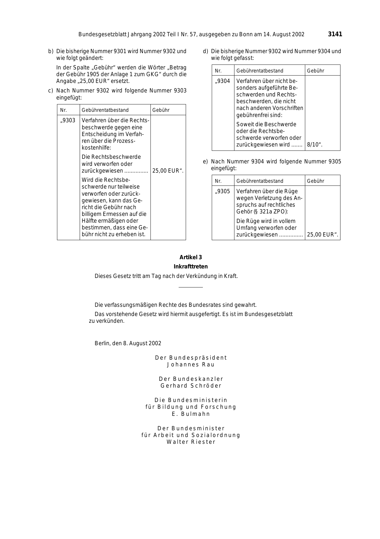 BGBl. 2002, Seite 3141 — Originalseite als Abbildung