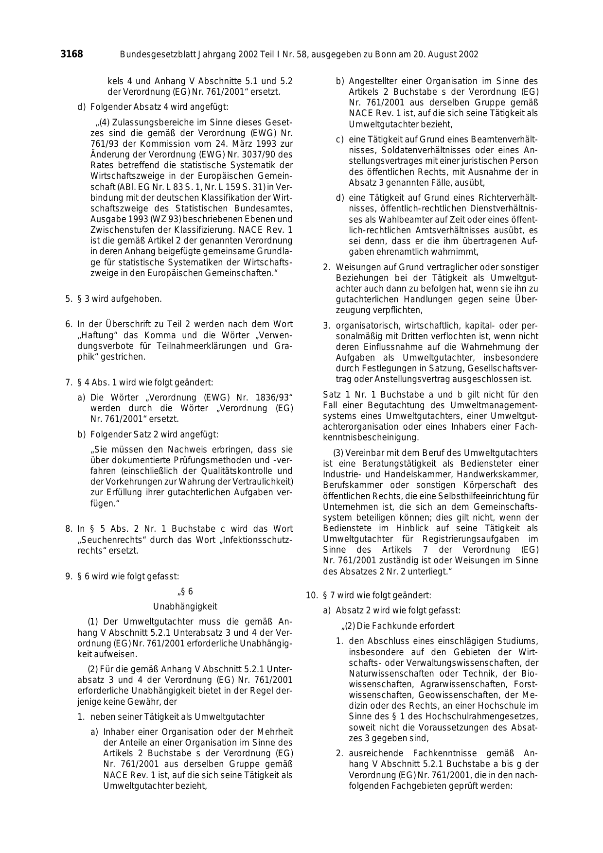 BGBl. 2002, Seite 3168 — Originalseite als Abbildung