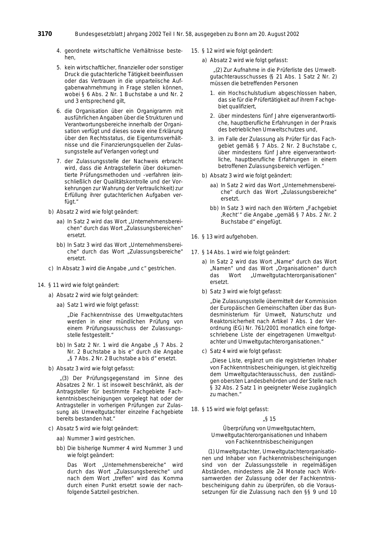 BGBl. 2002, Seite 3170 — Originalseite als Abbildung