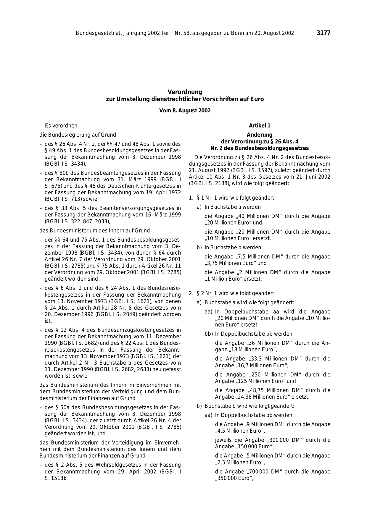 BGBl. 2002, Seite 3177 — Originalseite als Abbildung