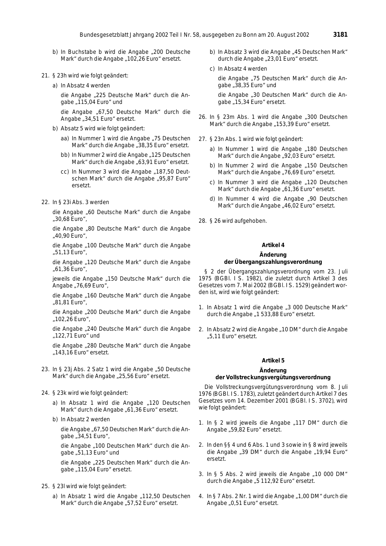 BGBl. 2002, Seite 3181 — Originalseite als Abbildung