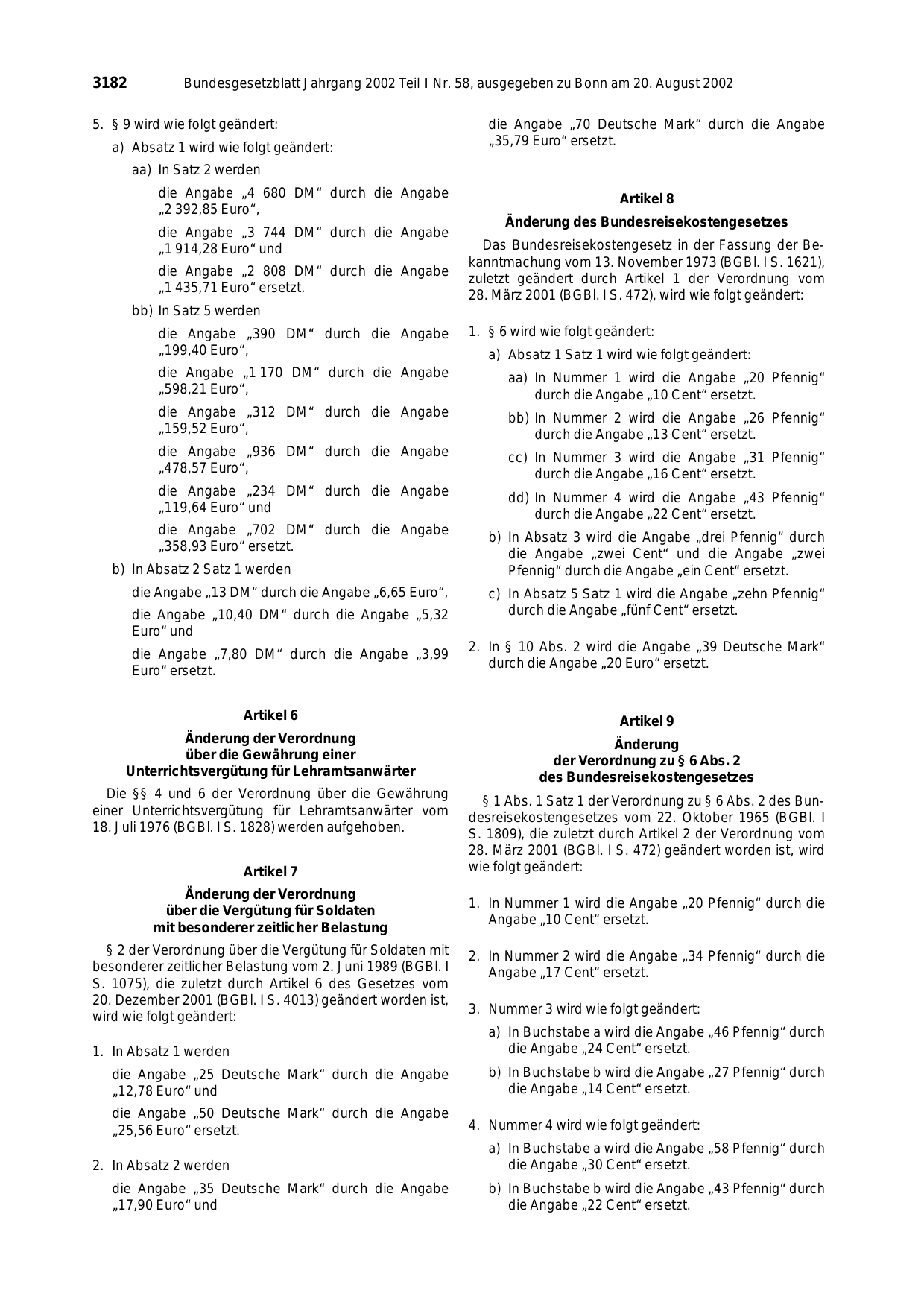 BGBl. 2002, Seite 3182 — Originalseite als Abbildung