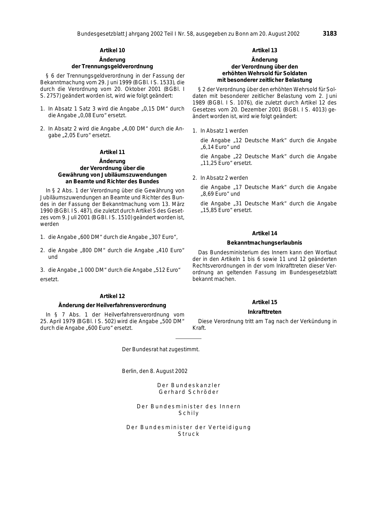 BGBl. 2002, Seite 3183 — Originalseite als Abbildung
