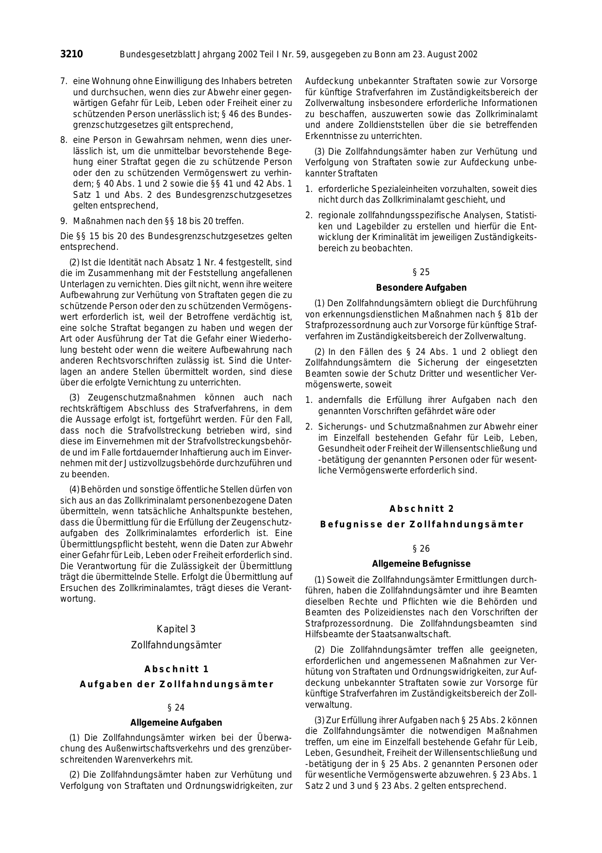 BGBl. 2002, Seite 3210 — Originalseite als Abbildung
