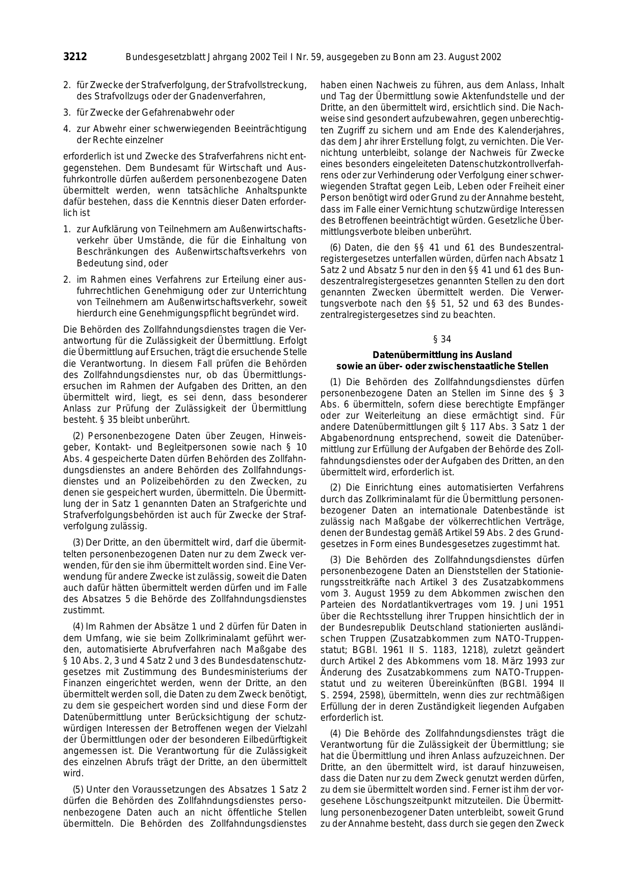 BGBl. 2002, Seite 3212 — Originalseite als Abbildung