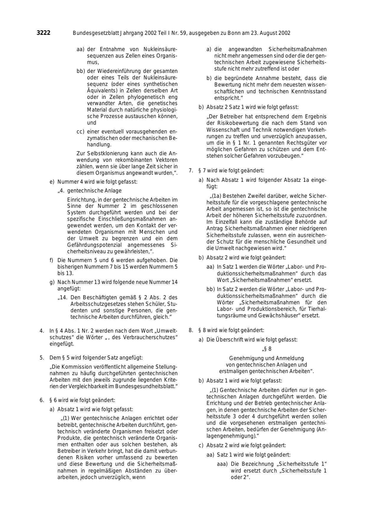 BGBl. 2002, Seite 3222 — Originalseite als Abbildung