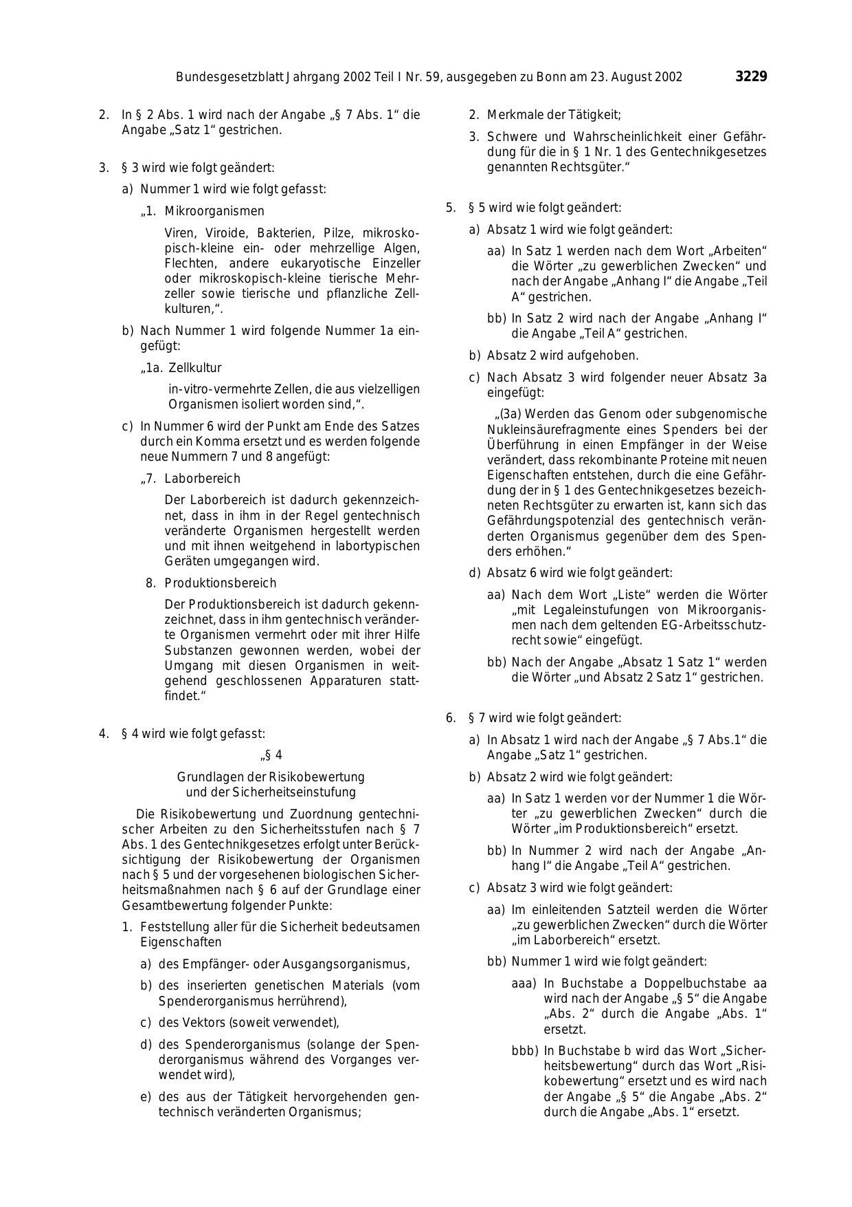 BGBl. 2002, Seite 3229 — Originalseite als Abbildung