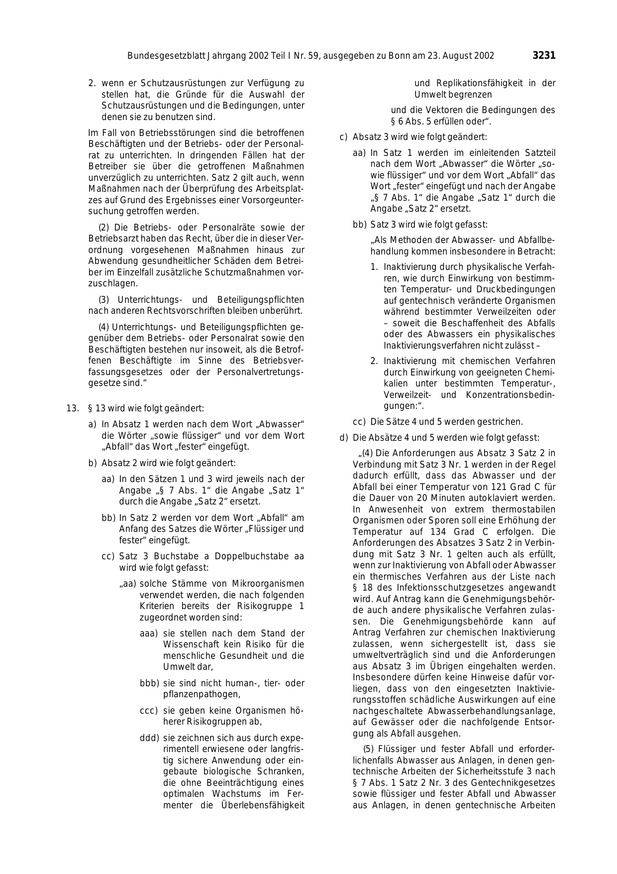 BGBl. 2002, Seite 3231 — Originalseite als Abbildung