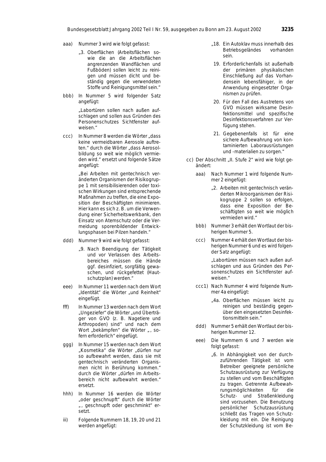 BGBl. 2002, Seite 3235 — Originalseite als Abbildung