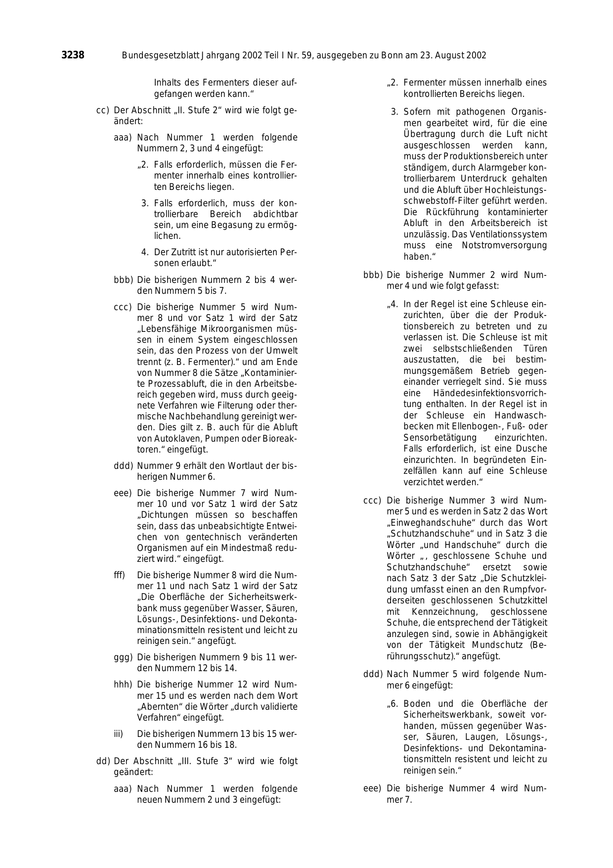 BGBl. 2002, Seite 3238 — Originalseite als Abbildung