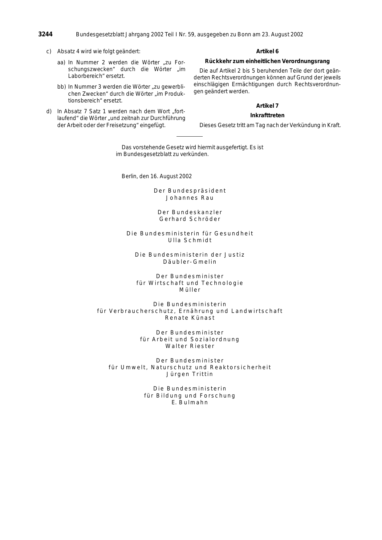 BGBl. 2002, Seite 3244 — Originalseite als Abbildung