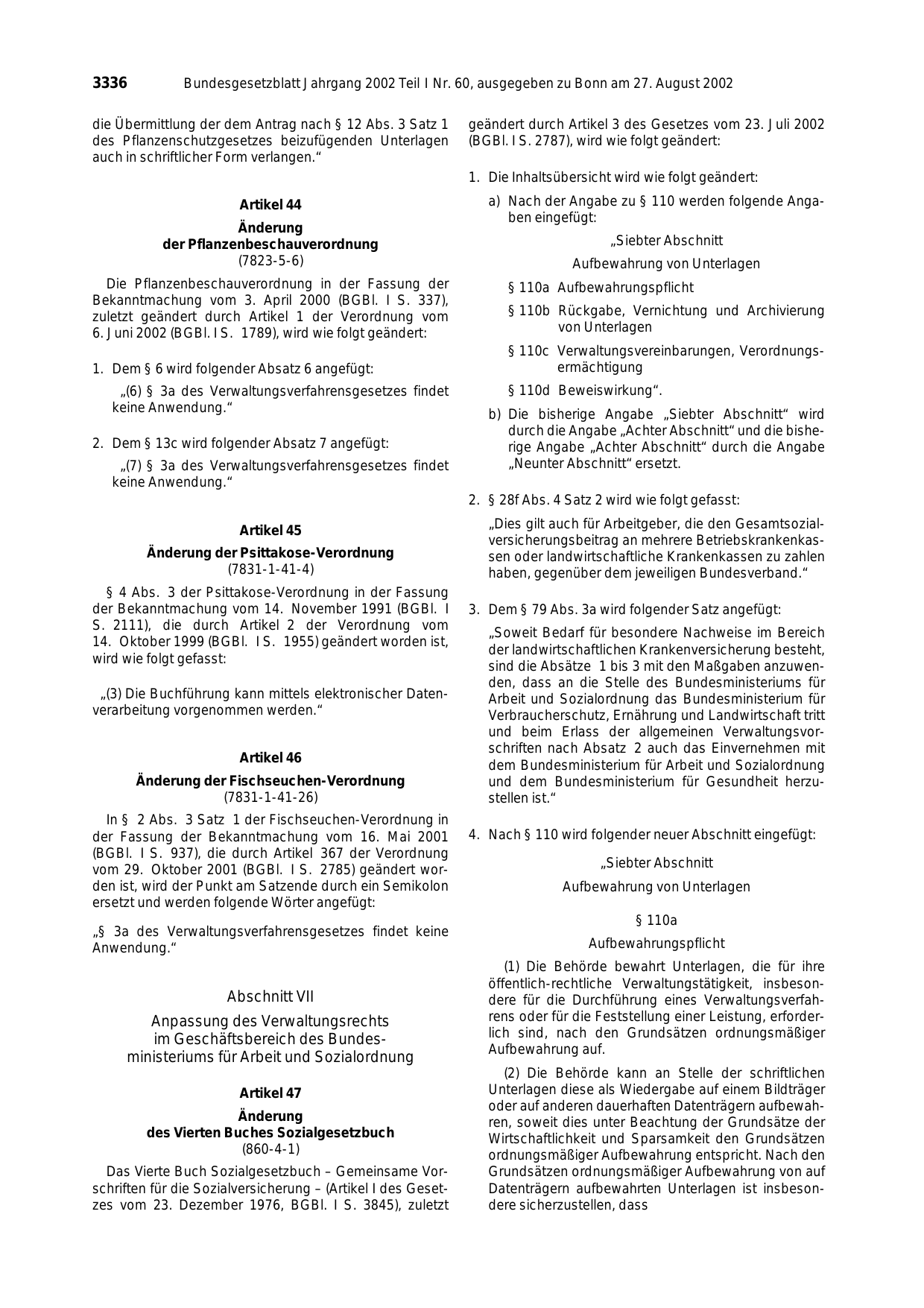 BGBl. 2002, Seite 3336 — Originalseite als Abbildung