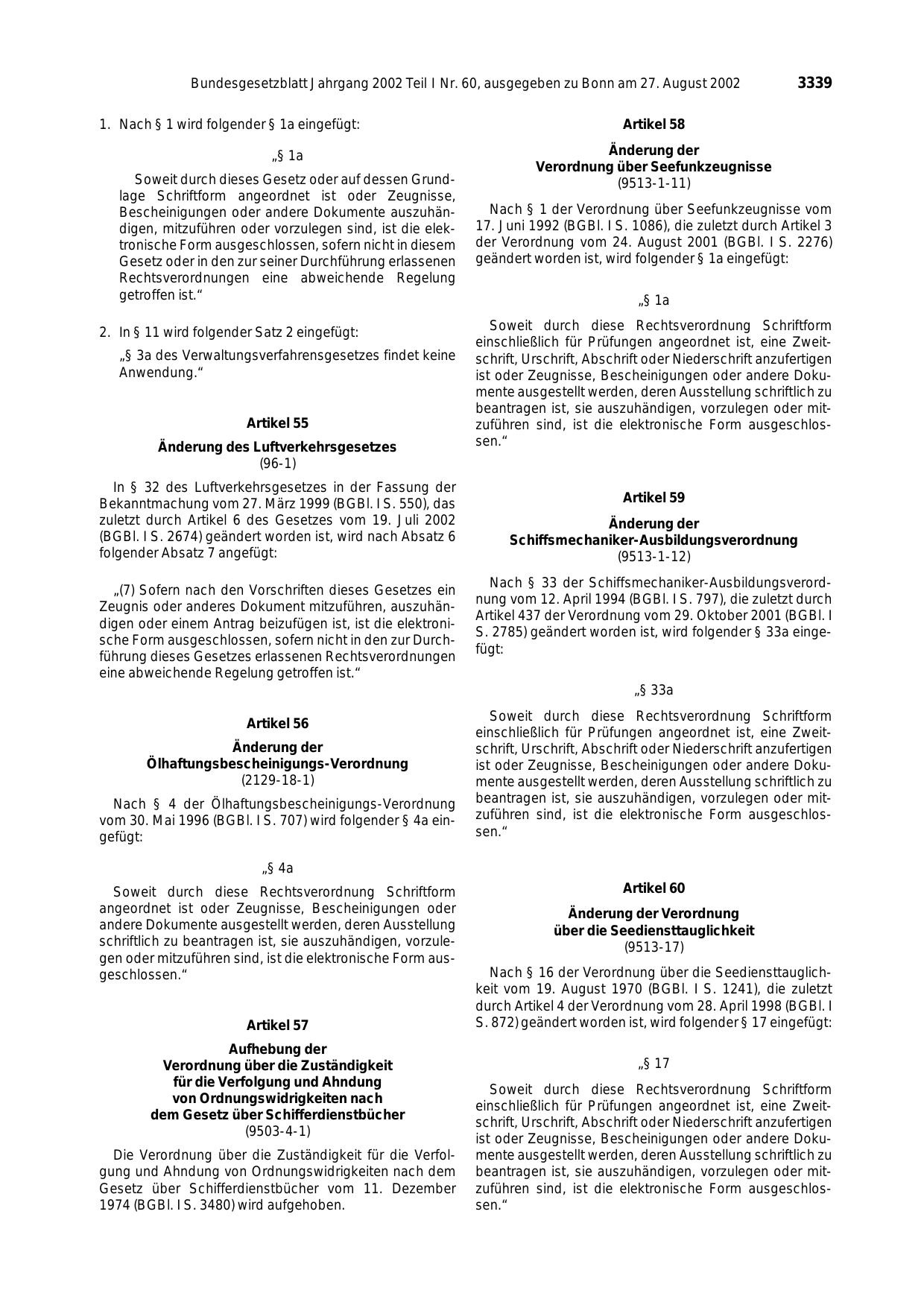 BGBl. 2002, Seite 3339 — Originalseite als Abbildung