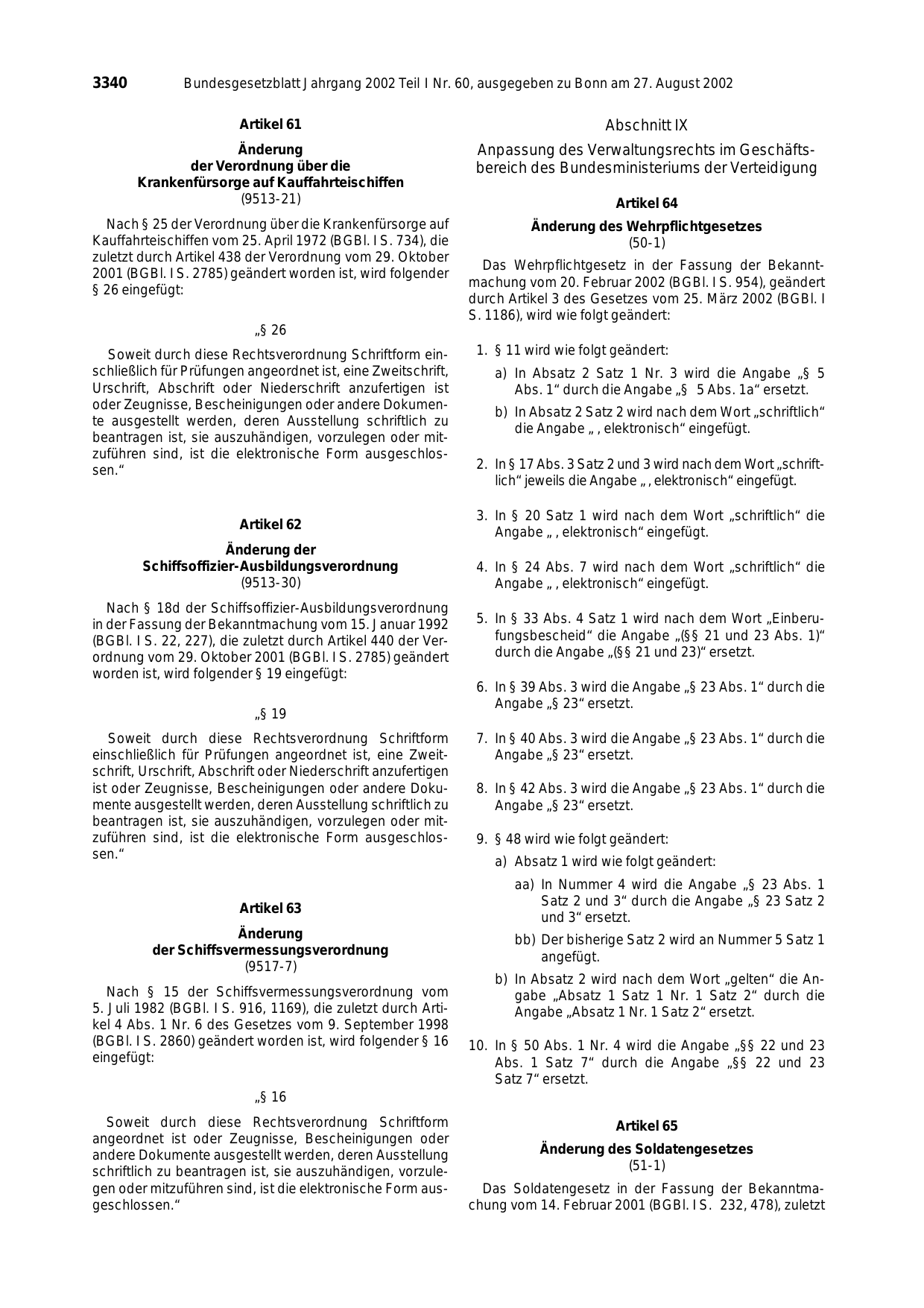 BGBl. 2002, Seite 3340 — Originalseite als Abbildung