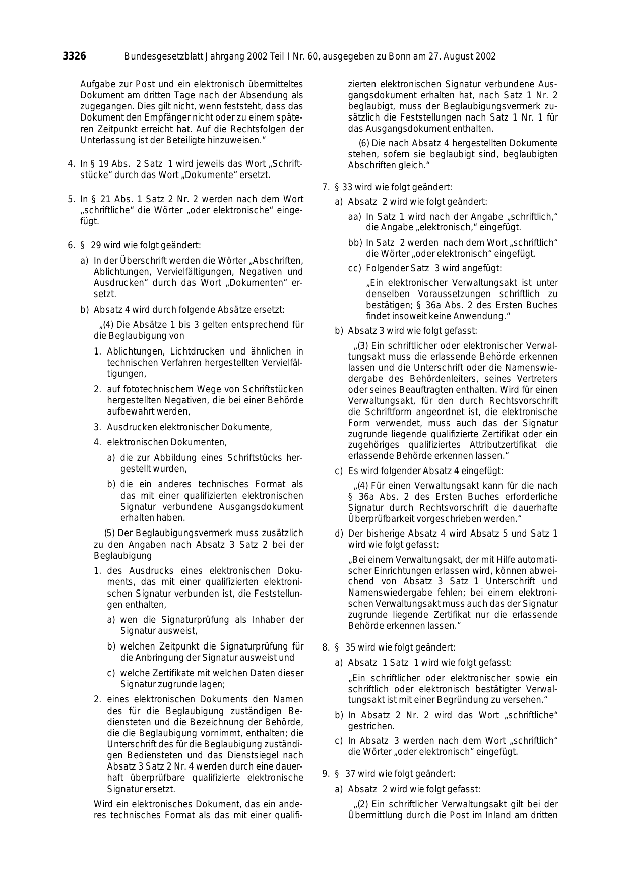 BGBl. 2002, Seite 3326 — Originalseite als Abbildung