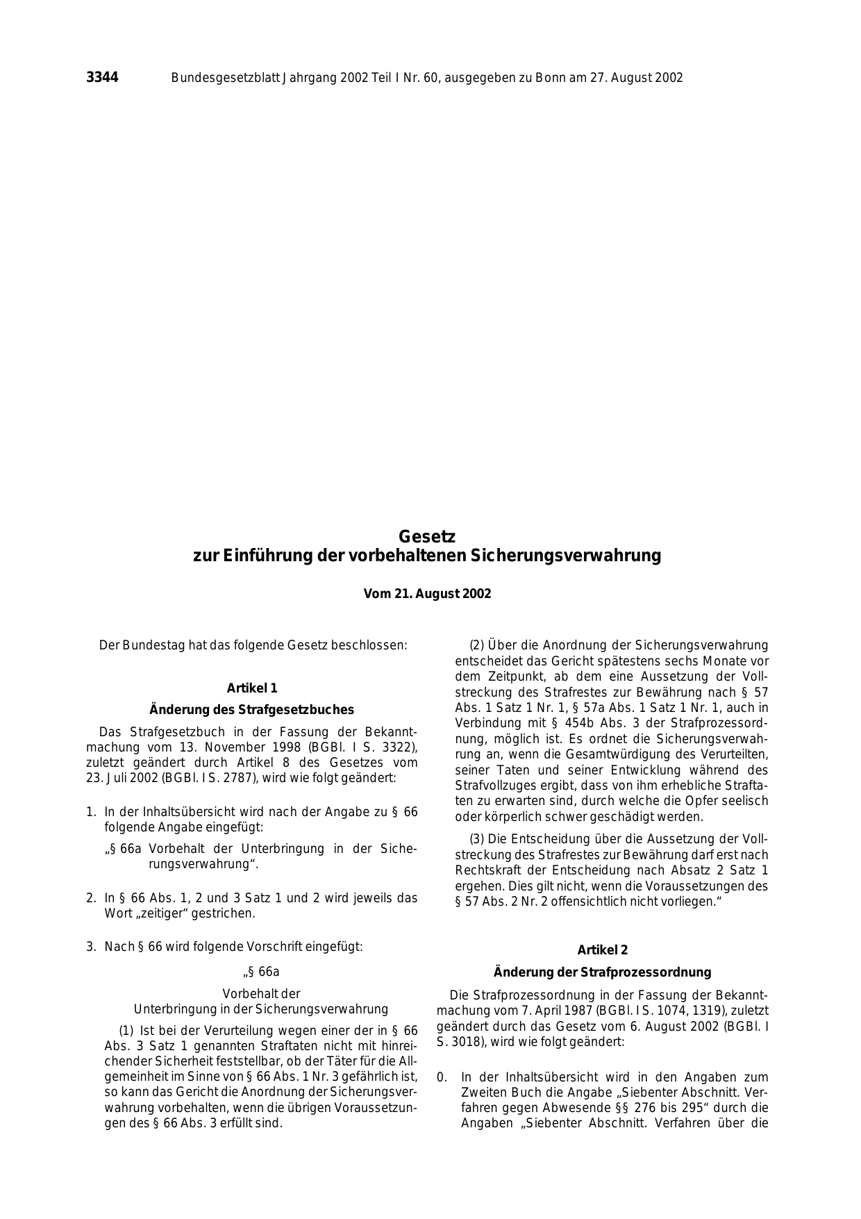 BGBl. 2002, Seite 3344 — Originalseite als Abbildung
