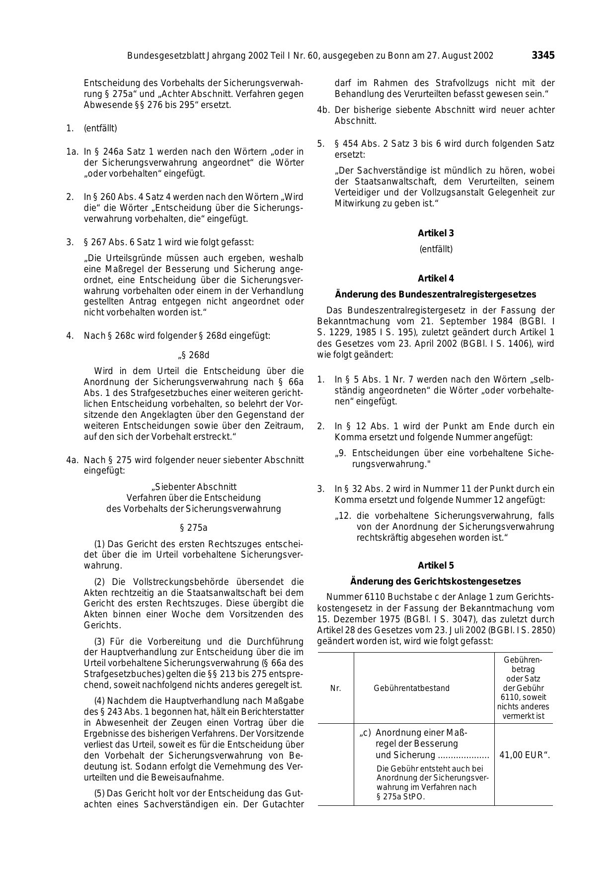 BGBl. 2002, Seite 3345 — Originalseite als Abbildung