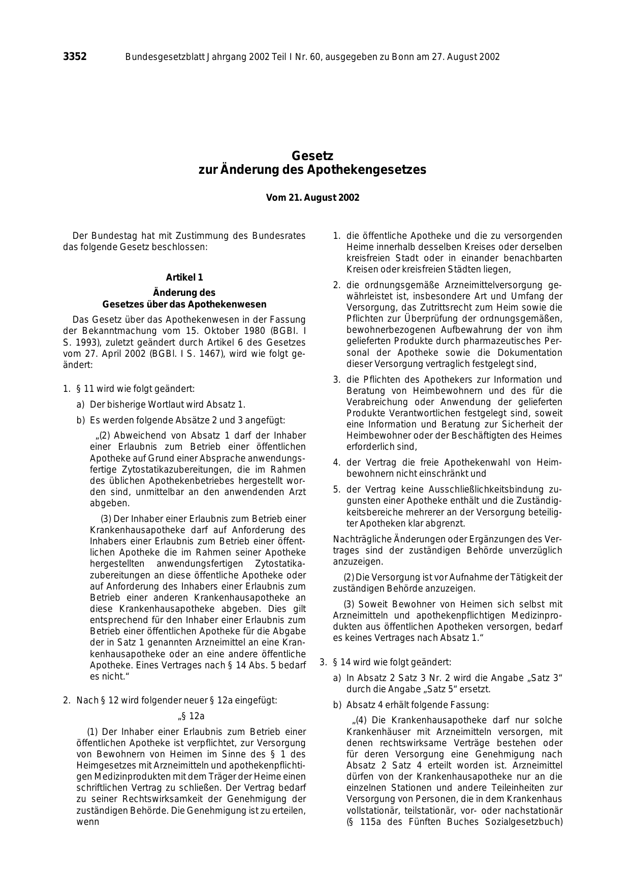 BGBl. 2002, Seite 3352 — Originalseite als Abbildung