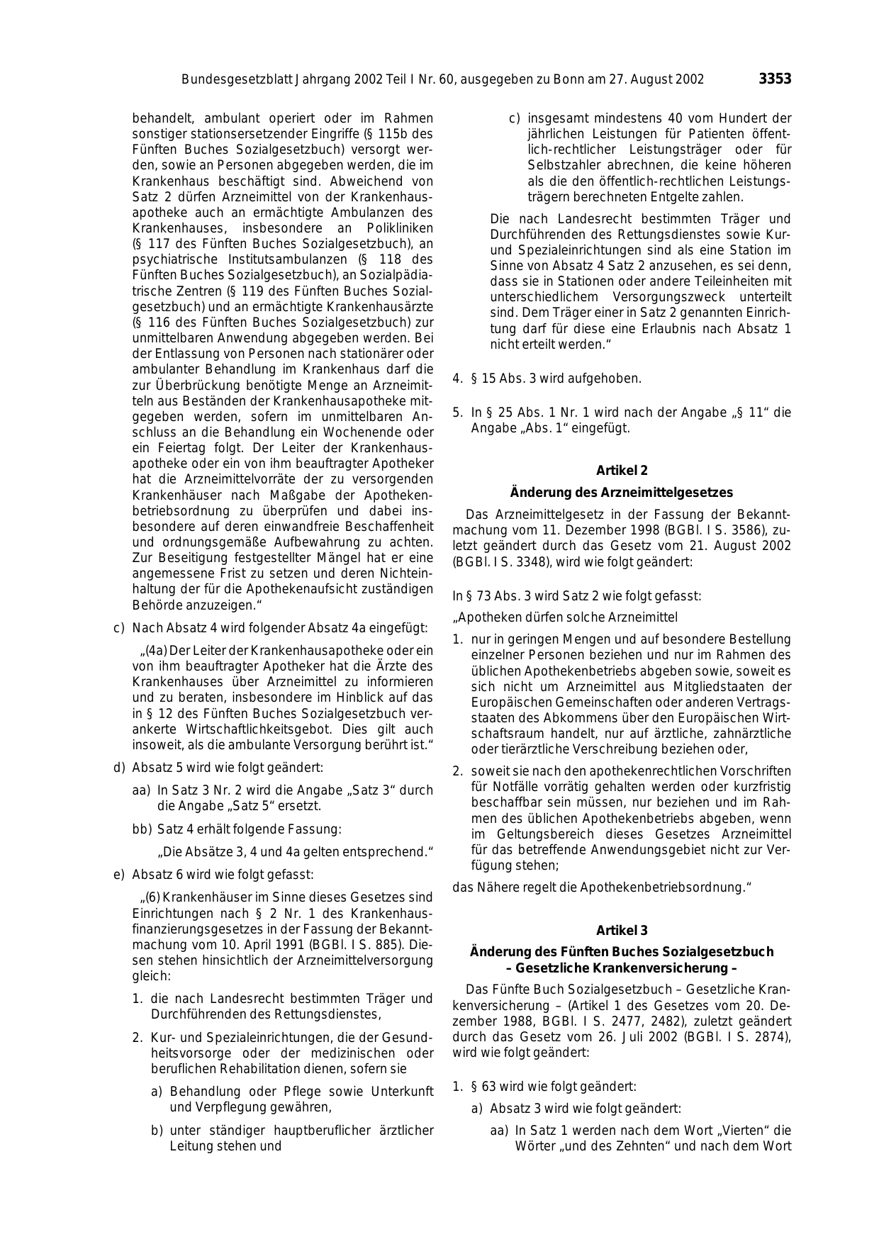 BGBl. 2002, Seite 3353 — Originalseite als Abbildung