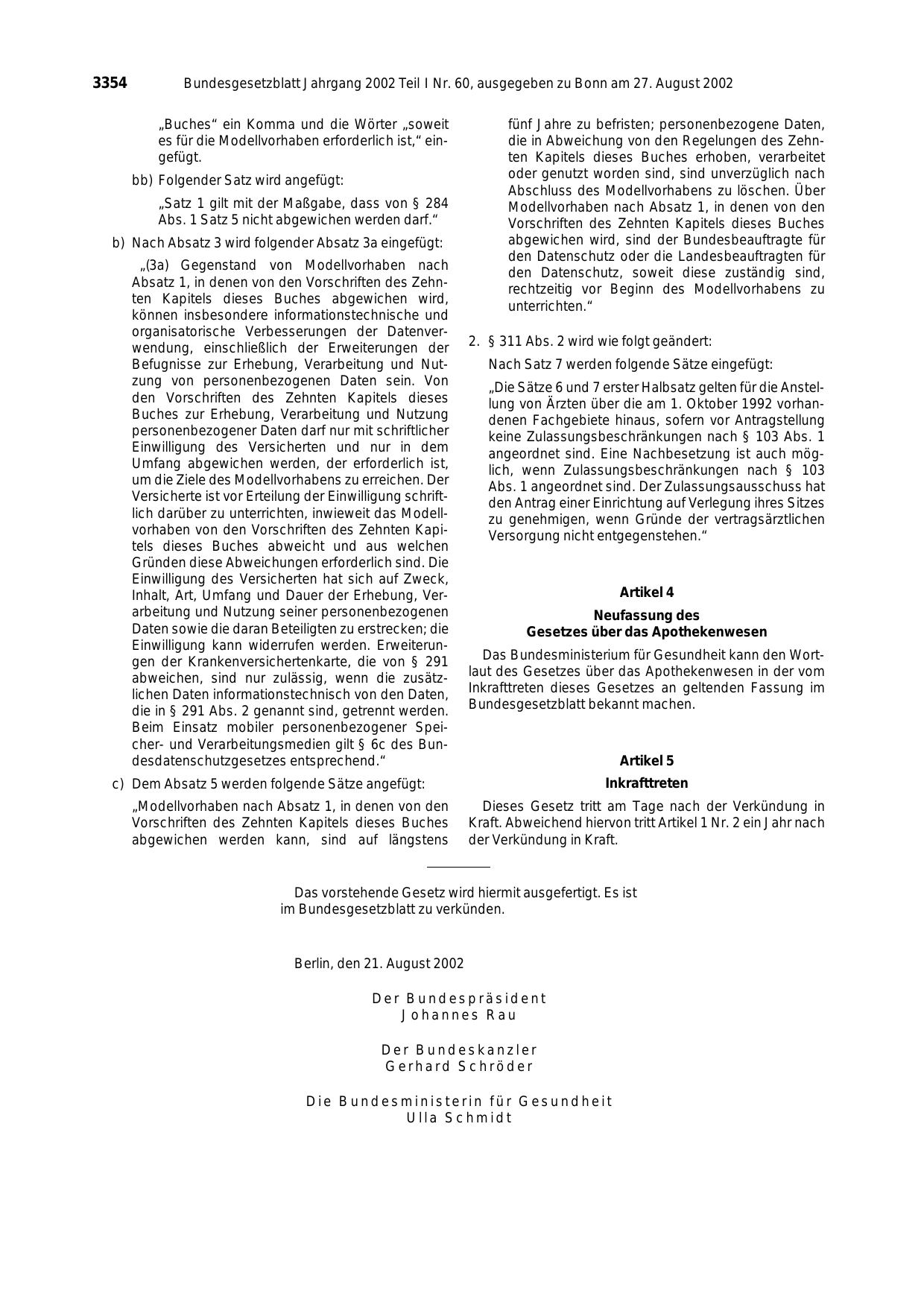 BGBl. 2002, Seite 3354 — Originalseite als Abbildung