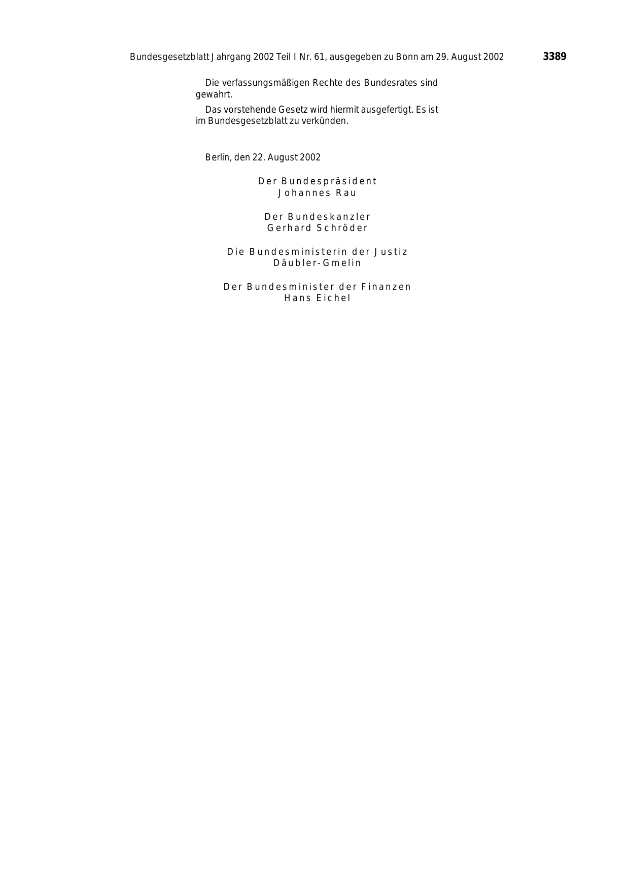 BGBl. 2002, Seite 3389 — Originalseite als Abbildung