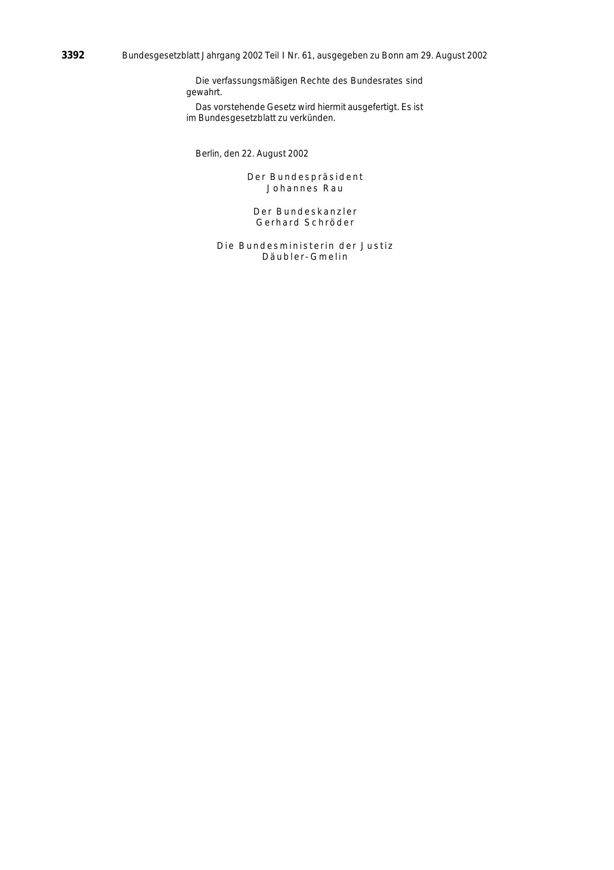 BGBl. 2002, Seite 3392 — Originalseite als Abbildung