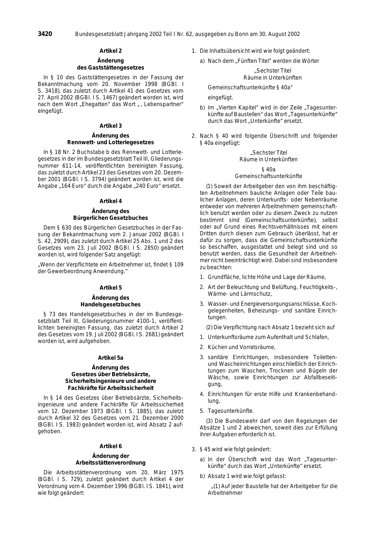 BGBl. 2002, Seite 3420 — Originalseite als Abbildung