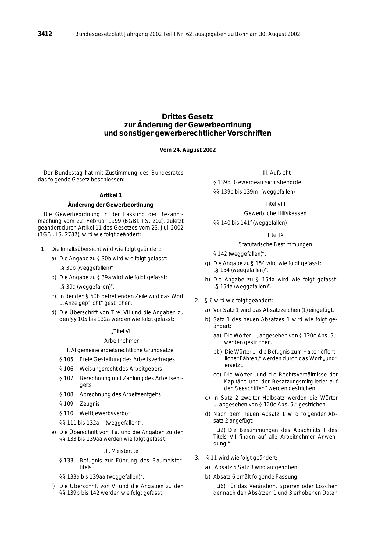BGBl. 2002, Seite 3412 — Originalseite als Abbildung