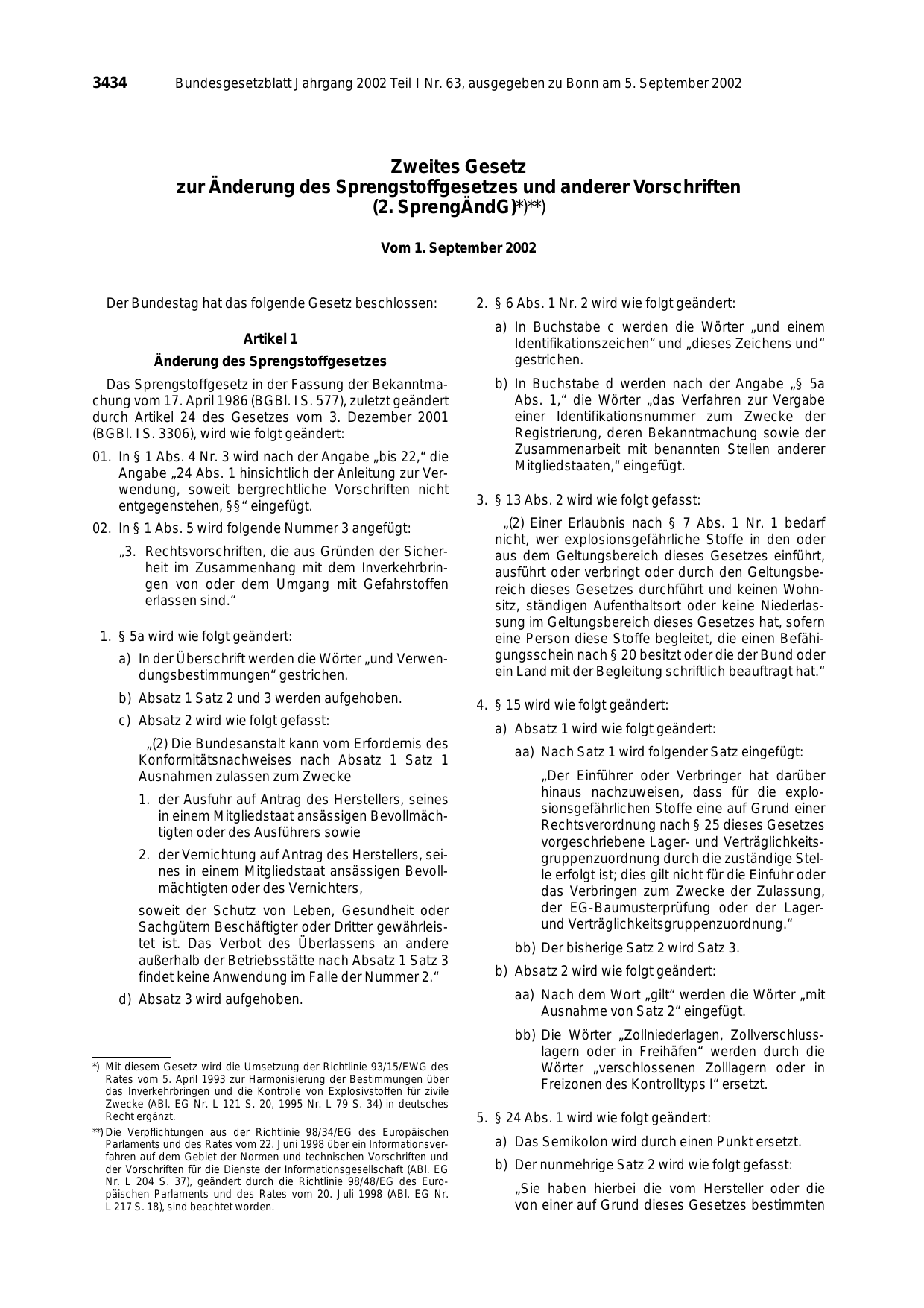 BGBl. 2002, Seite 3434 — Originalseite als Abbildung