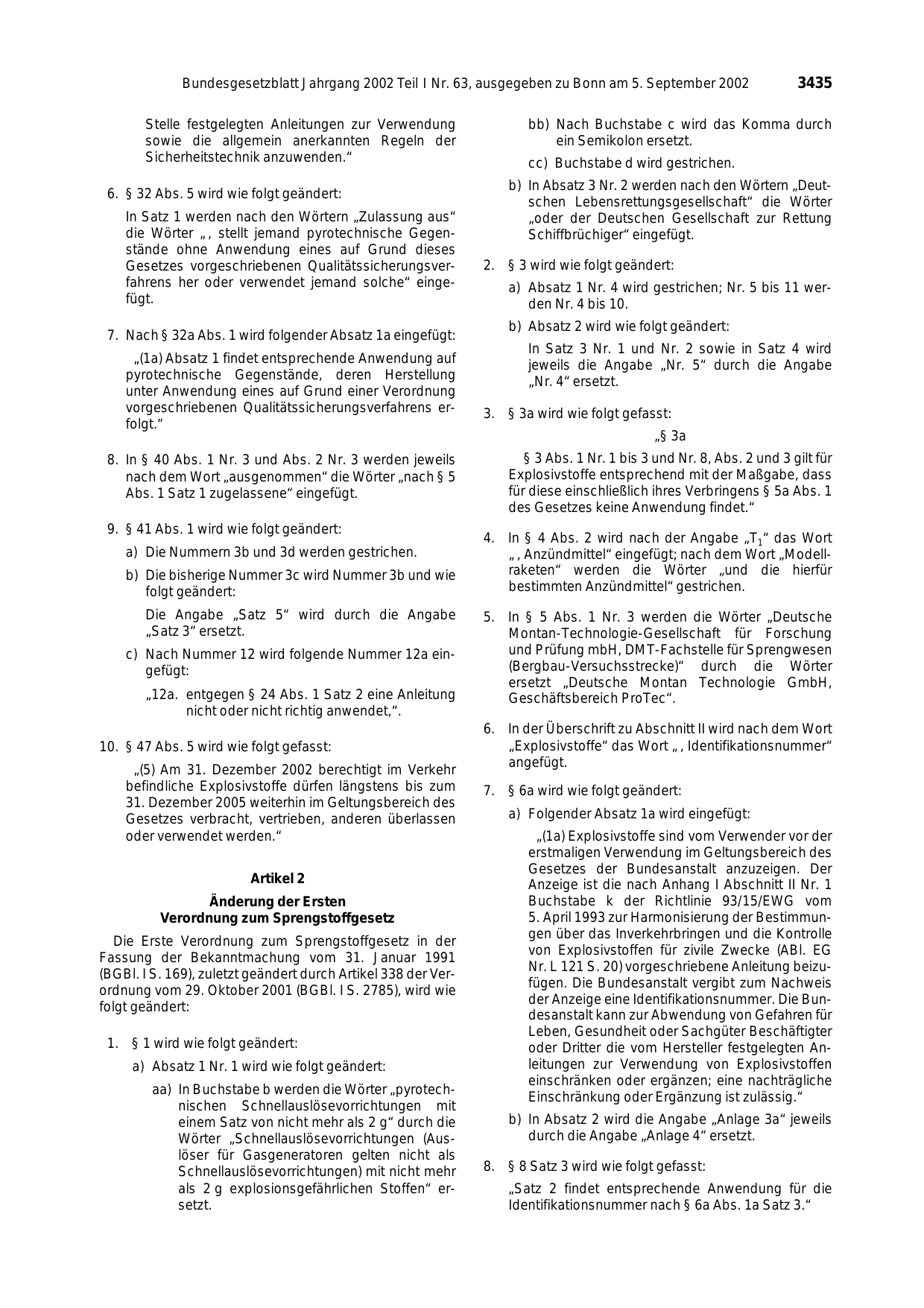 BGBl. 2002, Seite 3435 — Originalseite als Abbildung