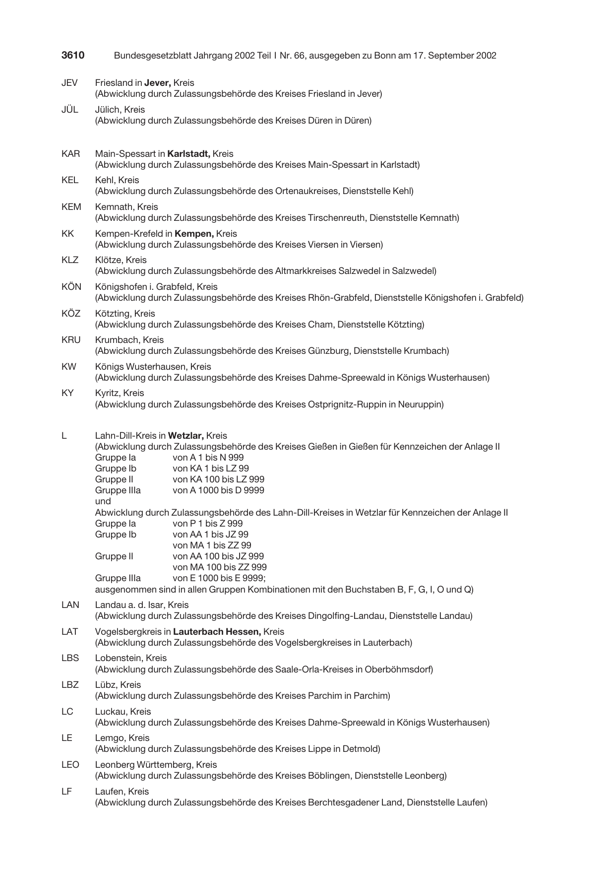 BGBl. 2002, Seite 3610 — Originalseite als Abbildung