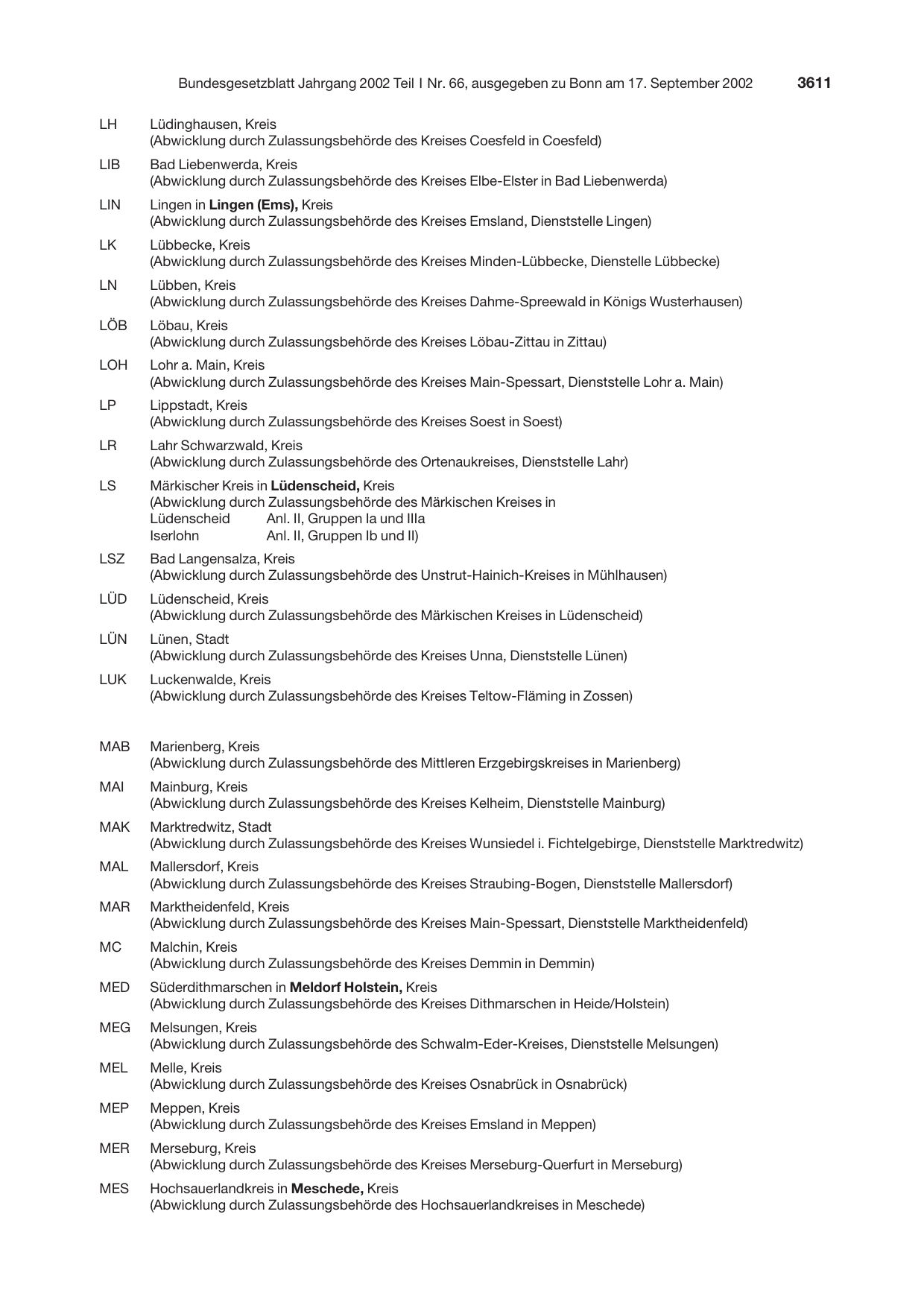 BGBl. 2002, Seite 3611 — Originalseite als Abbildung