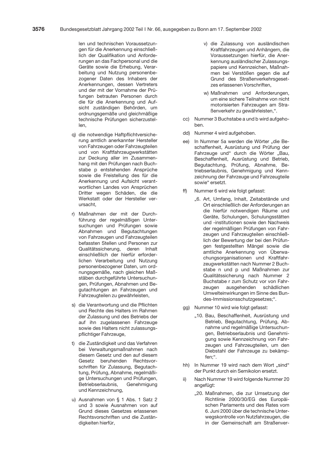 BGBl. 2002, Seite 3576 — Originalseite als Abbildung