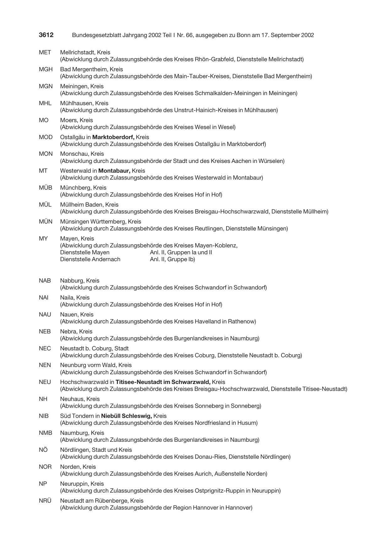 BGBl. 2002, Seite 3612 — Originalseite als Abbildung