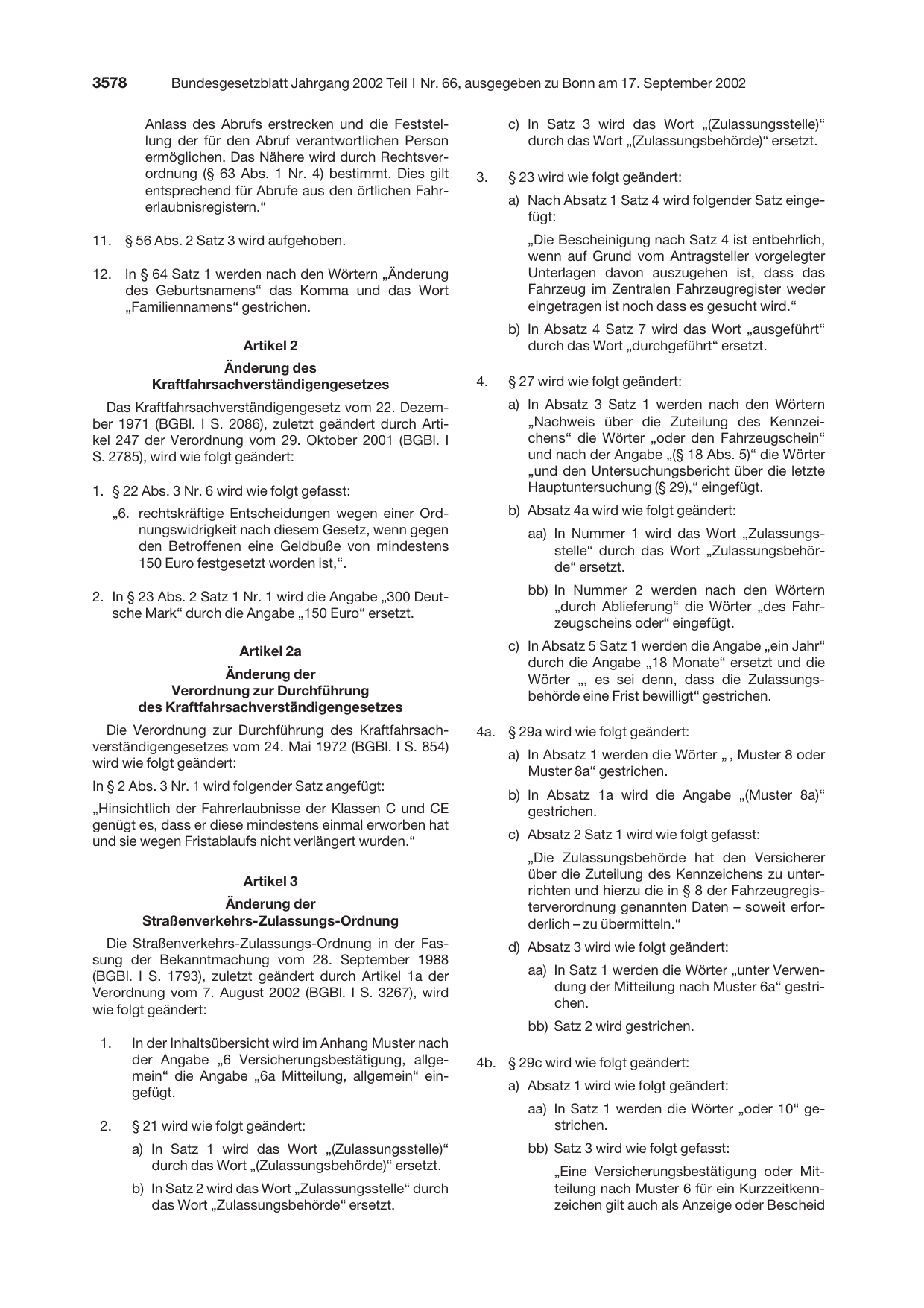 BGBl. 2002, Seite 3578 — Originalseite als Abbildung