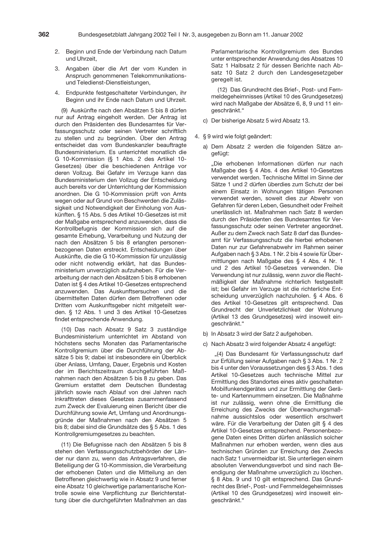 BGBl. 2002, Seite 362 — Originalseite als Abbildung