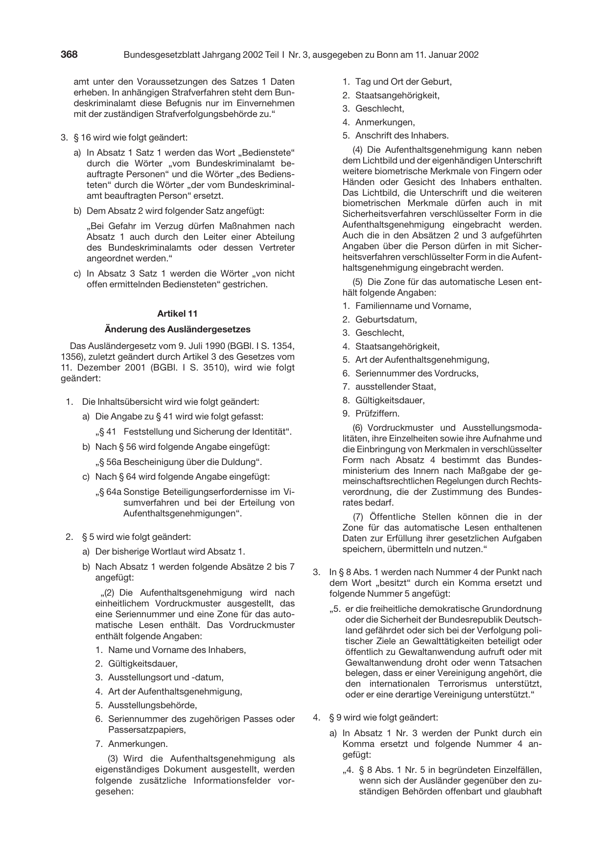 BGBl. 2002, Seite 368 — Originalseite als Abbildung