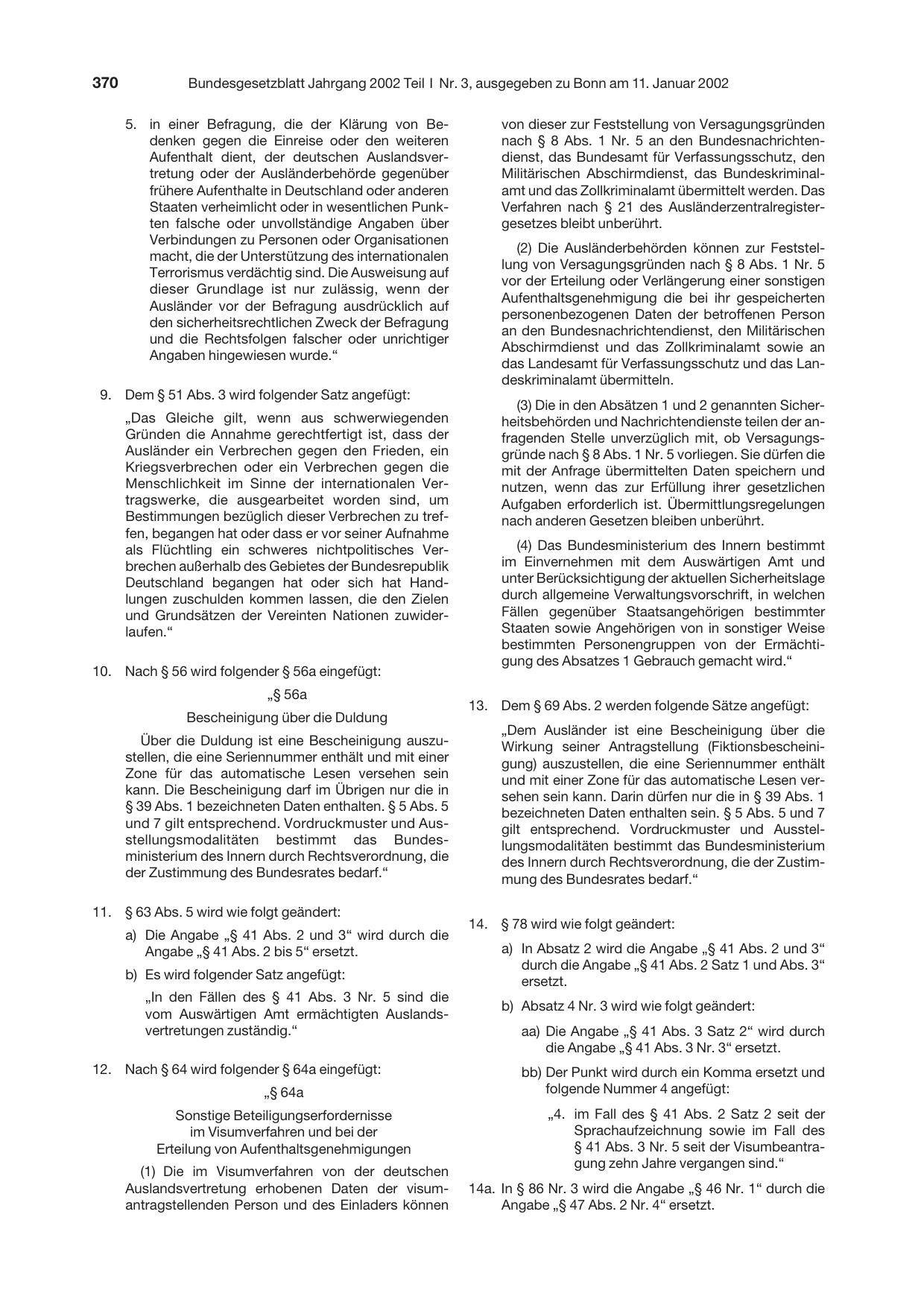 BGBl. 2002, Seite 370 — Originalseite als Abbildung
