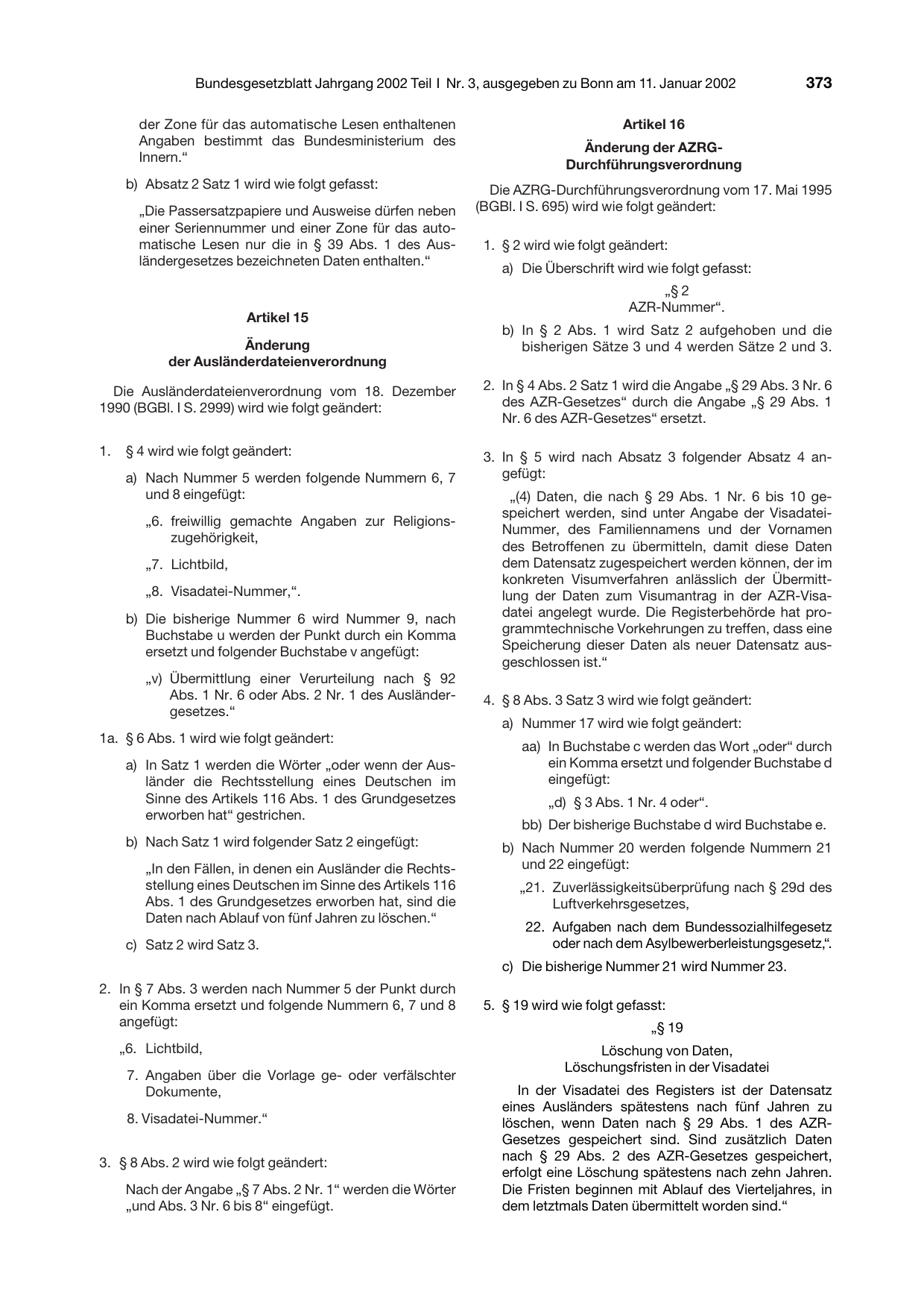 BGBl. 2002, Seite 373 — Originalseite als Abbildung