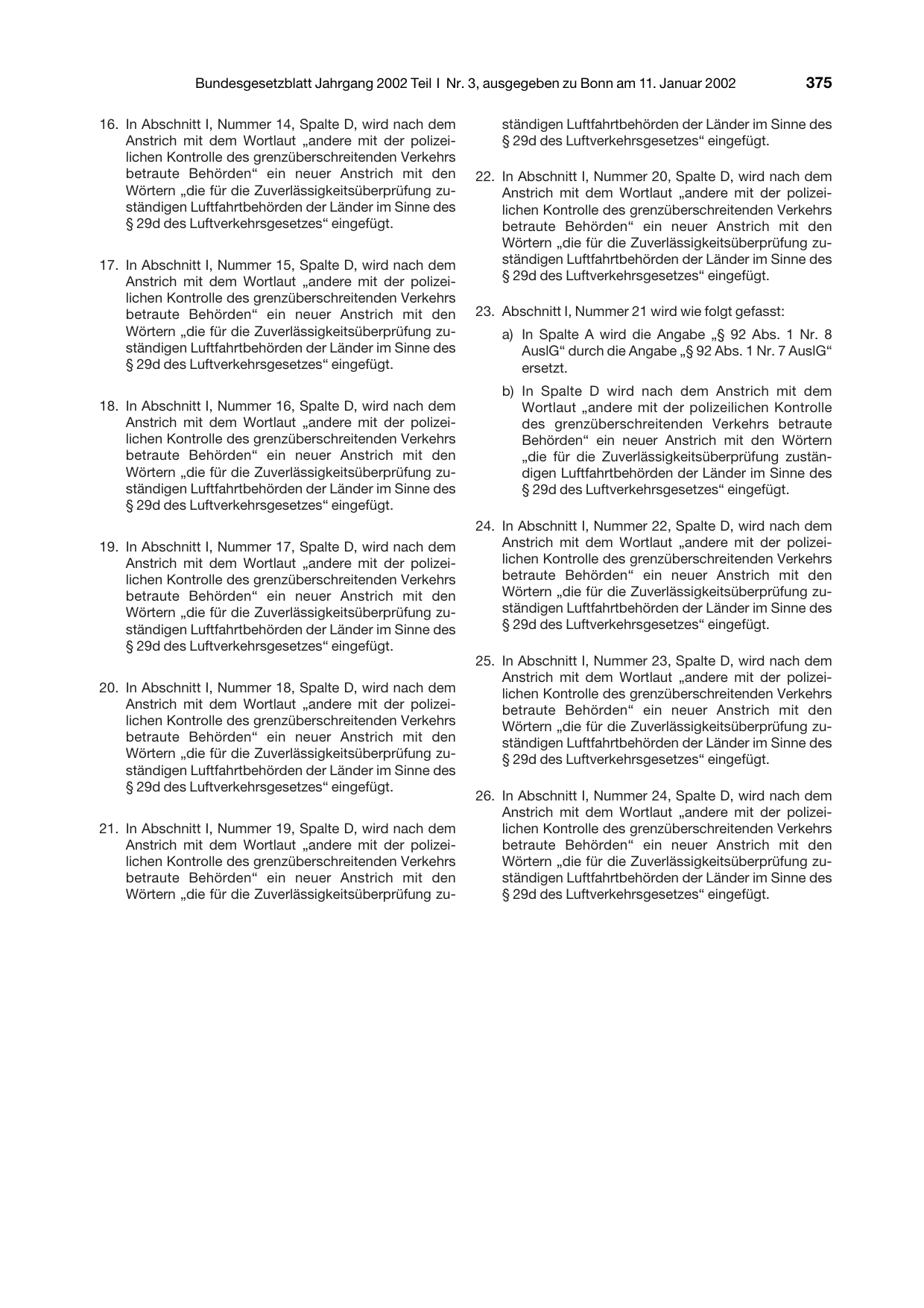 BGBl. 2002, Seite 375 — Originalseite als Abbildung
