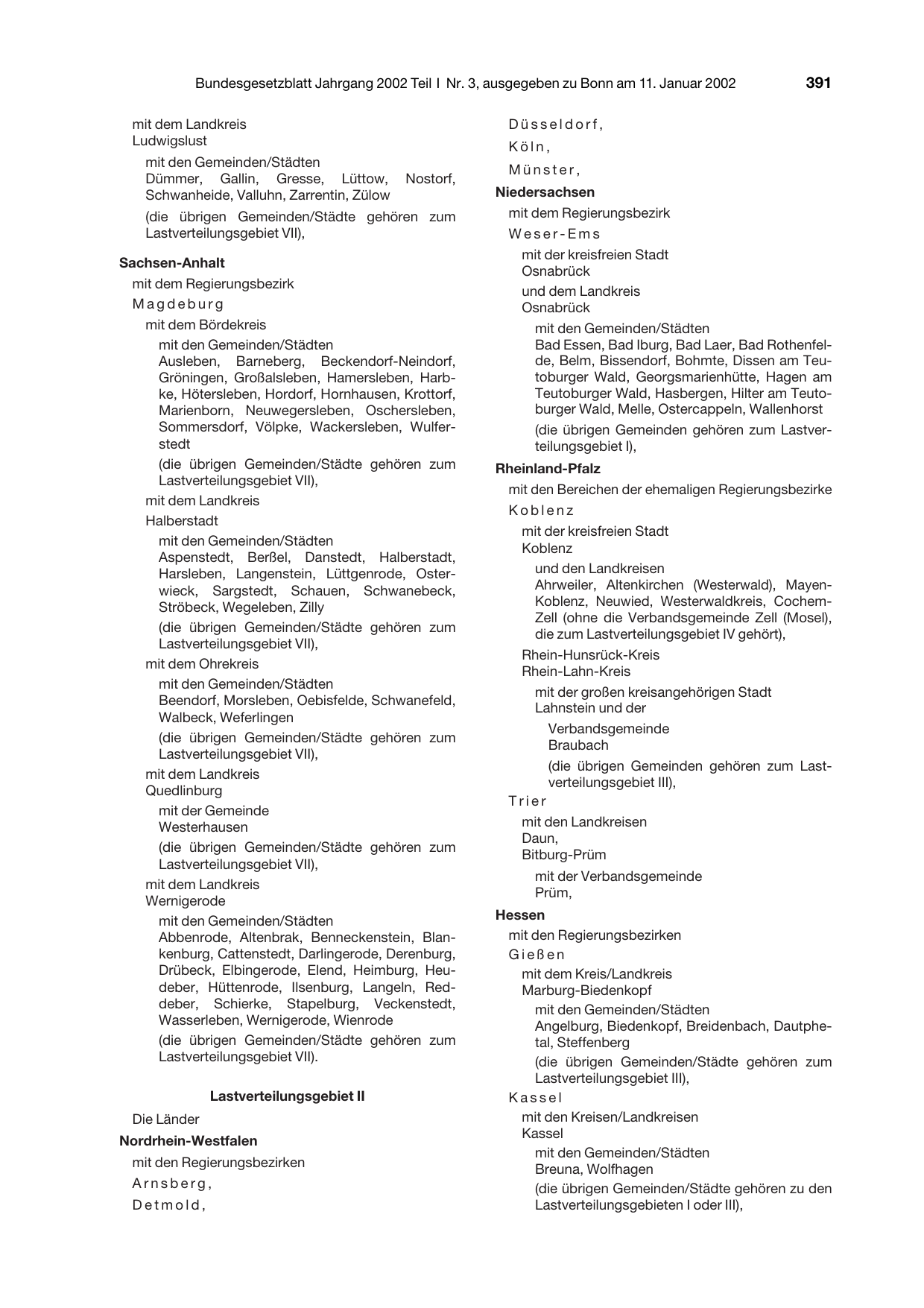 BGBl. 2002, Seite 391 — Originalseite als Abbildung
